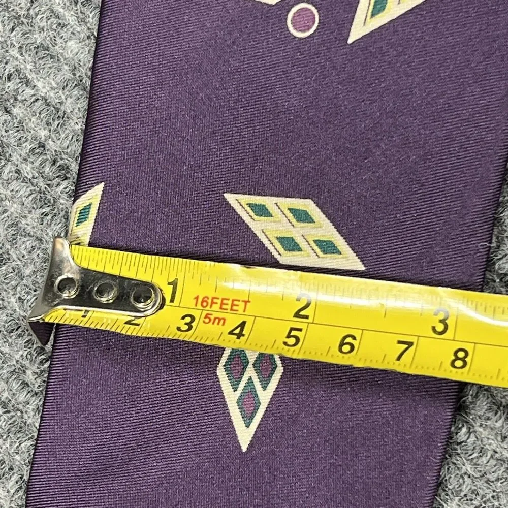 VTG‎ Polo by Ralph Lauren Mens 100% Silk Neck Tie Purple Diagonal Diamond Design